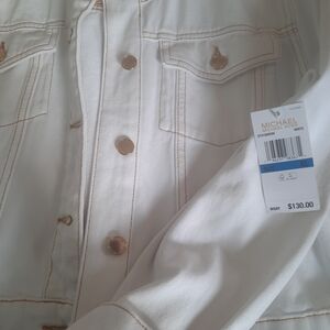 Michael Kors Cream Denim Jacket with Gold Accents